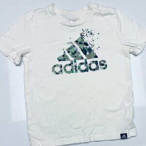 Adidas Boys White cotton graphic Tee, Size 6